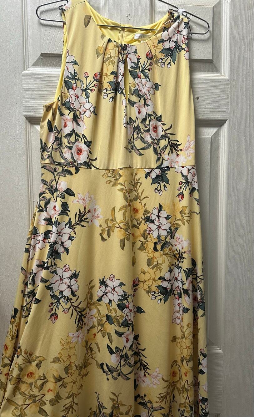 London times women’s midi dress size 12 yellow floral design